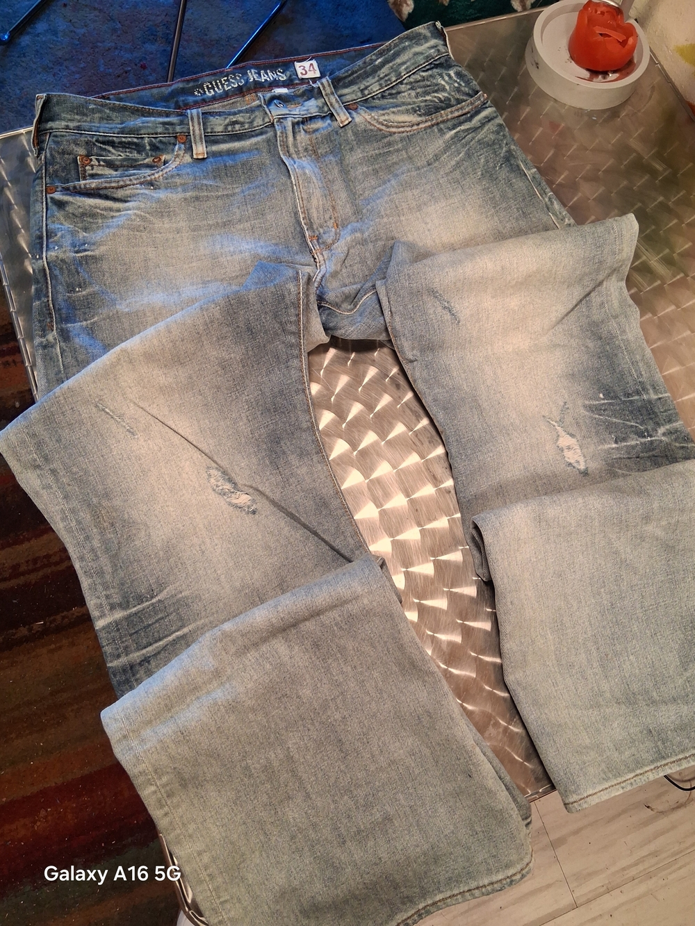 Y2K GUESS Men’s Light Blue Distressed Bootcut Jeans